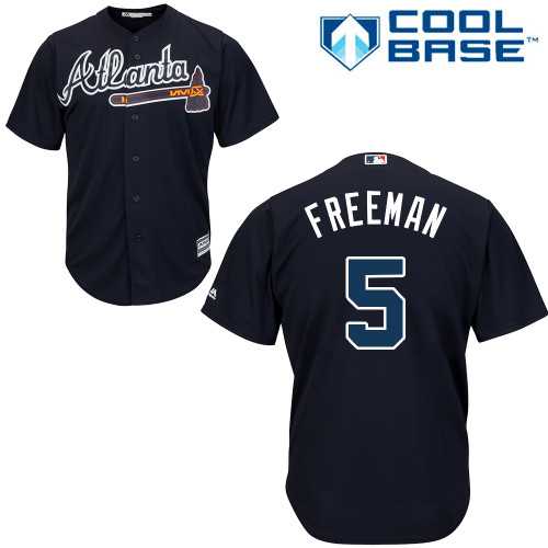 Youth Atlanta Braves #5 Freddie Freeman Navy Blue Cool Base Stitched MLB Jersey