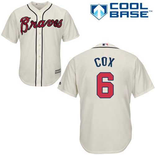 Youth Atlanta Braves #6 Bobby Cox Cream Cool Base Stitched MLB Jersey