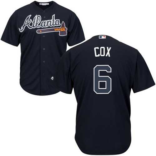 Youth Atlanta Braves #6 Bobby Cox Navy Blue Cool Base Stitched MLB Jersey