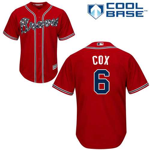 Youth Atlanta Braves #6 Bobby Cox Red Cool Base Stitched MLB Jersey