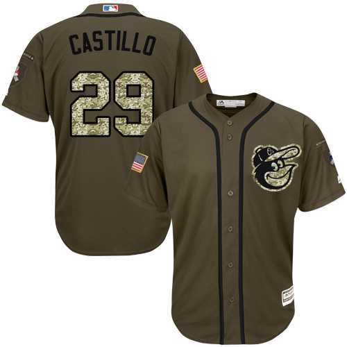 Youth Baltimore Orioles #29 Welington Castillo Green Salute to Service Stitched MLB Jersey