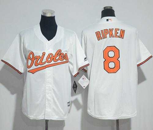 Youth Baltimore Orioles #8 Cal Ripken White Cool Base Stitched MLB Jersey