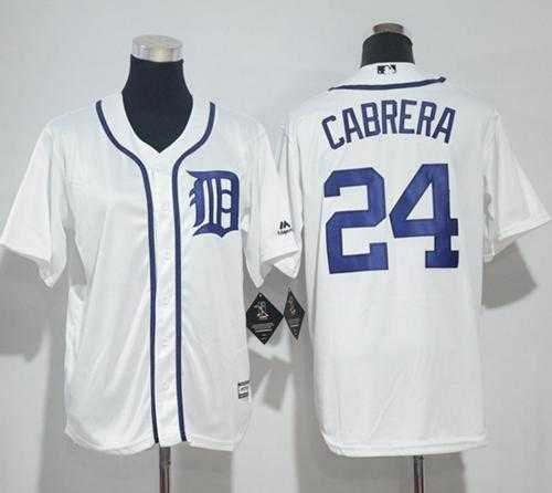 Youth Detroit Tigers #24 Miguel Cabrera White Cool Base Stitched MLB Jersey