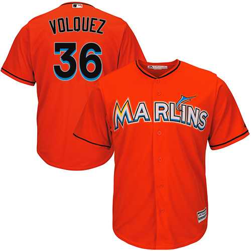Youth Miami Marlins #36 Edinson Volquez Orange Cool Base Stitched MLB Jersey