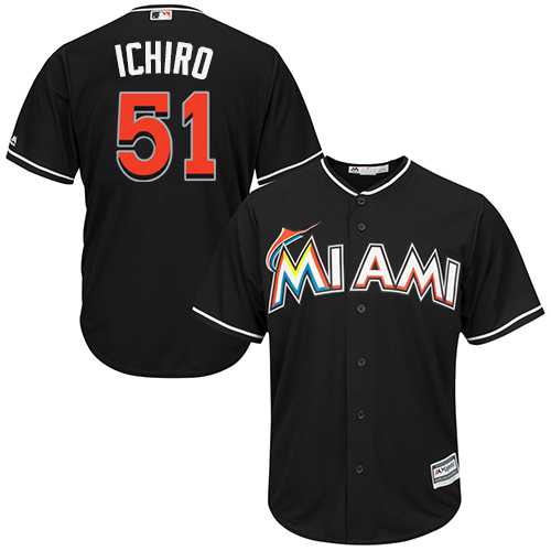 Youth Miami Marlins #51 Ichiro Suzuki Black Cool Base Stitched MLB Jersey