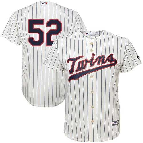 Youth Minnesota Twins #52 Byung-Ho Park Cream Strip Cool Base Stitched MLB Jersey