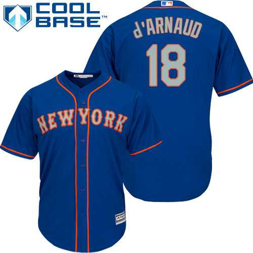 Youth New York Mets #18 Travis d'Arnaud Blue(Grey NO.) Cool Base Stitched MLB Jersey