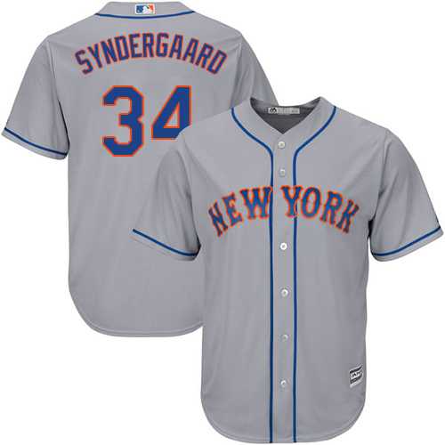 Youth New York Mets #34 Noah Syndergaard Grey Cool Base Stitched MLB Jersey