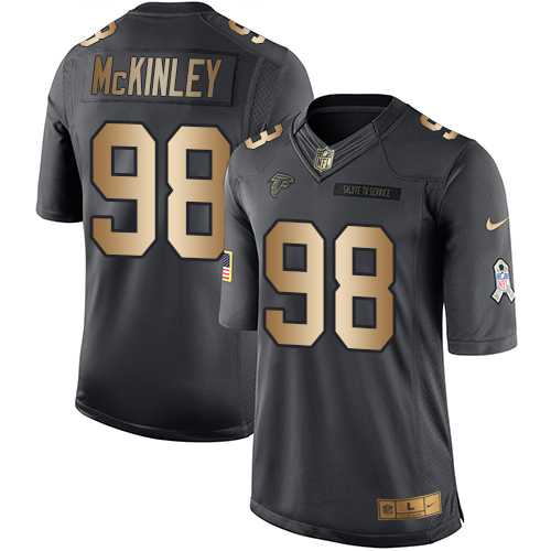 Youth Nike Atlanta Falcons #98 Takkarist McKinley Black Stitched NFL Limited Gold Salute to Service Jersey