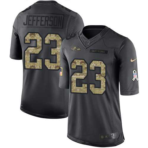 Youth Nike Baltimore Ravens #23 Tony Jefferson Black Stitched NFL Limited 2016 Salute to Service Jersey