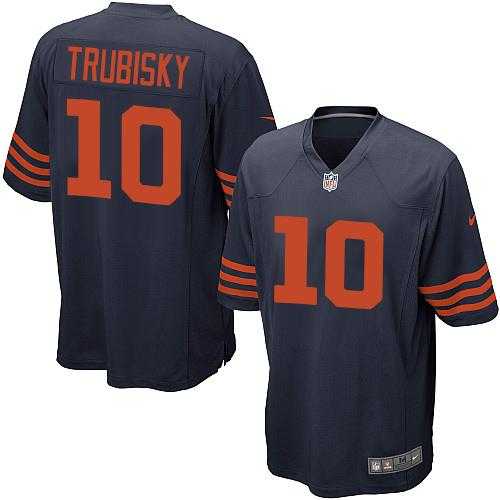 Youth Nike Chicago Bears #10 Mitchell Trubisky Navy Blue Stitched NFL 1940s Throwback Elite Jersey