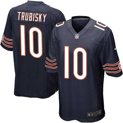 Youth Nike Chicago Bears #10 Mitchell Trubisky Navy Blue Team Color Stitched NFL Elite Jersey