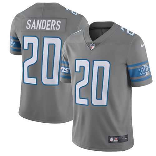 Youth Nike Detroit Lions #20 Barry Sanders Gray Stitched NFL Limited Rush Jersey
