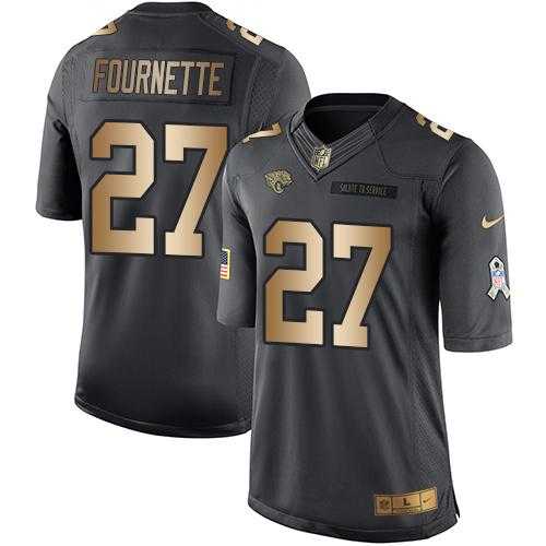 Youth Nike Jacksonville Jaguars #27 Leonard Fournette Black Stitched NFL Limited Gold Salute to Service Jersey