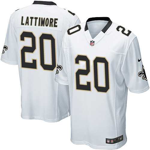 Youth Nike New Orleans Saints #20 Marshon Lattimore White Stitched NFL Elite Jersey