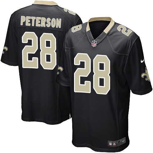 Youth Nike New Orleans Saints #28 Adrian Peterson Black Team Color Stitched NFL Elite Jersey