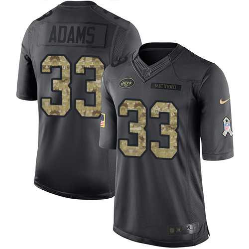 Youth Nike New York Jets #33 Jamal Adams Black Stitched NFL Limited 2016 Salute to Service Jersey