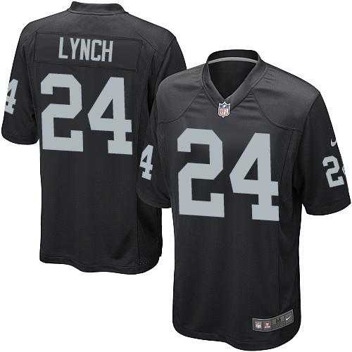 Youth Nike Oakland Raiders #24 Marshawn Lynch Black Team Color Stitched NFL Elite Jersey