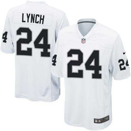 Youth Nike Oakland Raiders #24 Marshawn Lynch WhiteStitched NFL Elite Jersey