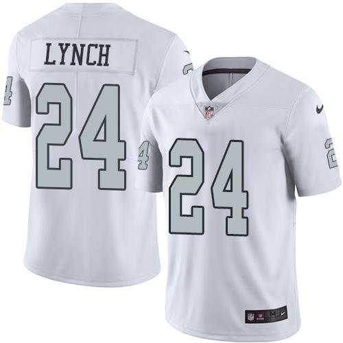Youth Nike Oakland Raiders #24 Marshawn Lynch White Stitched NFL Limited Rush Jersey
