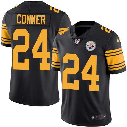 Youth Nike Pittsburgh Steelers #24 James Conner Black Stitched NFL Limited Rush Jersey