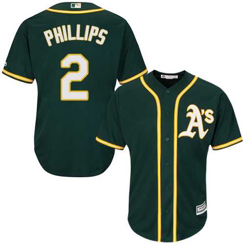 Youth Oakland Athletics #2 Tony Phillips Green Cool Base Stitched MLB Jersey