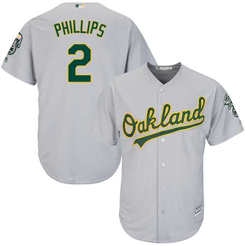 Youth Oakland Athletics #2 Tony Phillips Grey Cool Base Stitched MLB Jersey