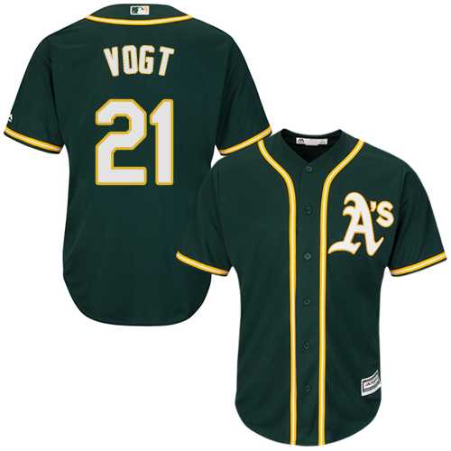 Youth Oakland Athletics #21 Stephen Vogt Green Cool Base Stitched MLB Jersey