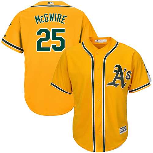 Youth Oakland Athletics #25 Mark McGwire Gold Cool Base Stitched MLB Jersey