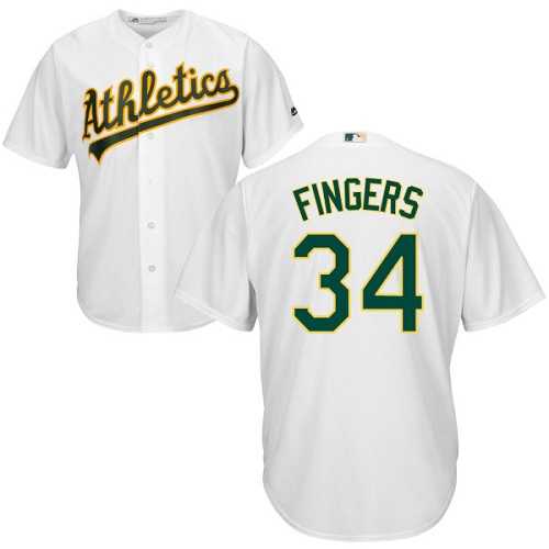 Youth Oakland Athletics #34 Rollie Fingers White Cool Base Stitched MLB Jersey