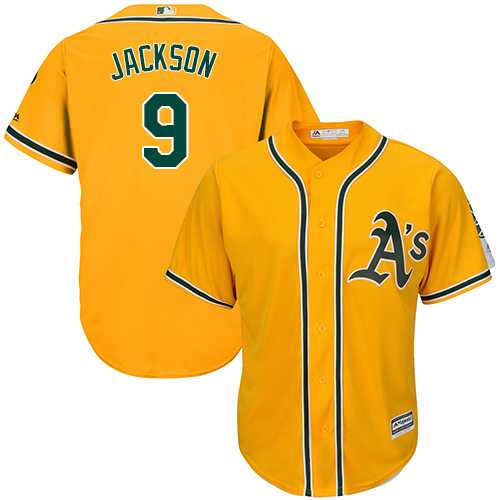 Youth Oakland Athletics #9 Reggie Jackson Gold Cool Base Stitched MLB Jersey