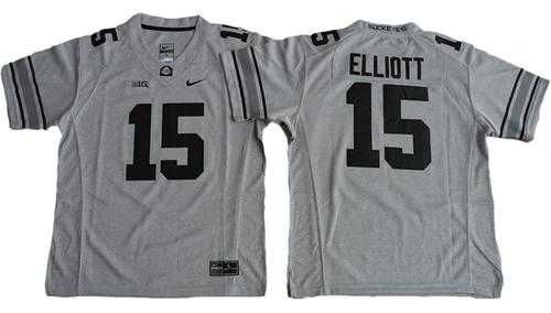 Youth Ohio State Buckeyes #15 Ezekiel Elliott Gridion Grey II Stitched NCAA Jersey