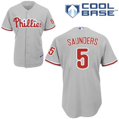Youth Philadelphia Phillies #5 Michael Saunders Grey Cool Base Stitched MLB Jersey