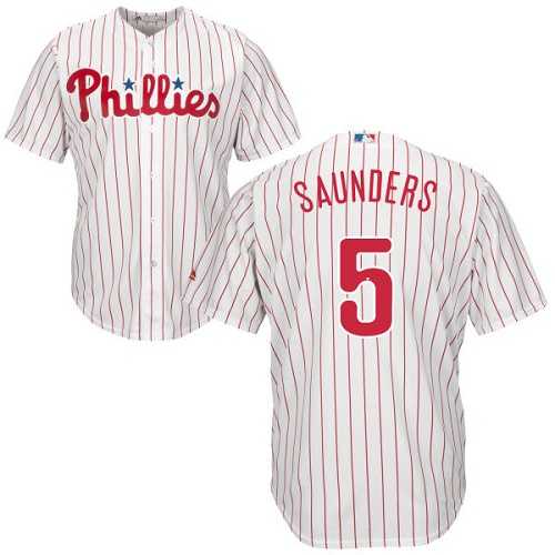 Youth Philadelphia Phillies #5 Michael Saunders White(Red Strip) Cool Base Stitched MLB Jersey