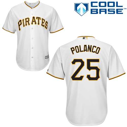 Youth Pittsburgh Pirates #25 Gregory Polanco White Cool Base Stitched MLB Jersey