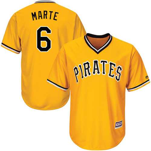 Youth Pittsburgh Pirates #6 Starling Marte Gold Cool Base Stitched MLB Jersey