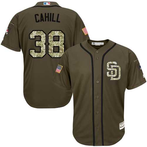 Youth San Diego Padres #38 Trevor Cahill Green Salute to Service Stitched MLB Jersey