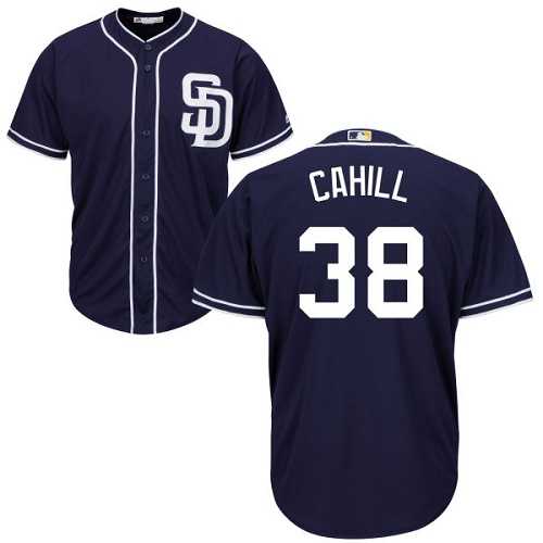 Youth San Diego Padres #38 Trevor Cahill Navy blue Cool Base Stitched MLB Jersey