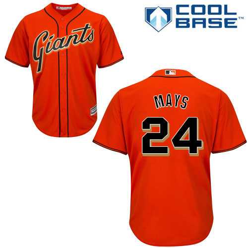 Youth San Francisco Giants #24 Willie Mays Orange Alternate Cool Base Stitched MLB Jersey