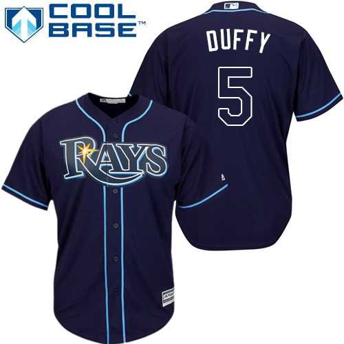 Youth Tampa Bay Rays #5 Matt Duffy Dark Blue Cool Base Stitched MLB Jersey