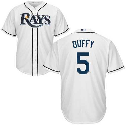 Youth Tampa Bay Rays #5 Matt Duffy White Cool Base Stitched MLB Jersey