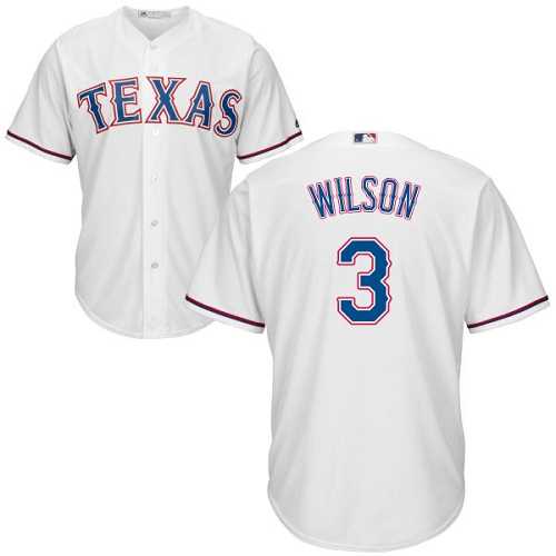 Youth Texas Rangers #3 Russell Wilson White Cool Base Stitched MLB Jersey