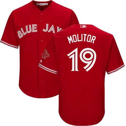 Youth Toronto Blue Jays #19 Paul Molitor Red Cool Base Canada Day Stitched MLB Jersey
