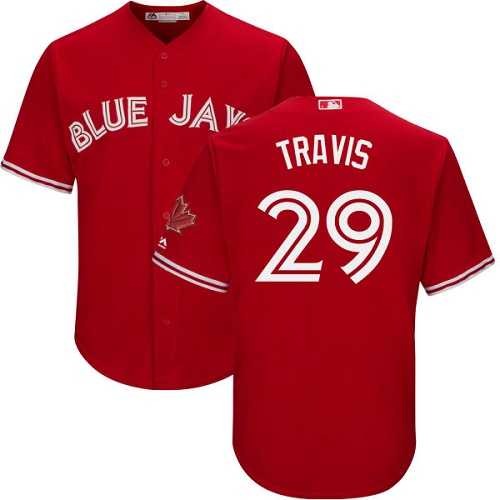Youth Toronto Blue Jays #29 Devon Travis Red Cool Base Canada Day Stitched MLB Jersey