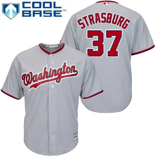 Youth Washington Nationals #37 Stephen Strasburg Grey Cool Base Stitched MLB Jersey