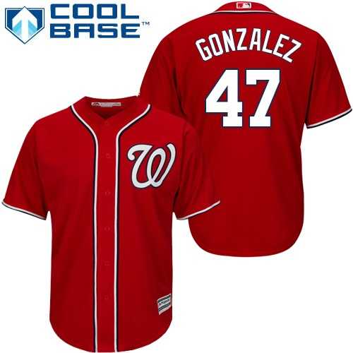 Youth Washington Nationals #47 Gio Gonzalez Red Cool Base Stitched MLB Jersey