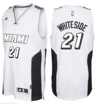 adidas Miami Heat #21 Hassan Whiteside White Tie Swingman Climacool Jersey