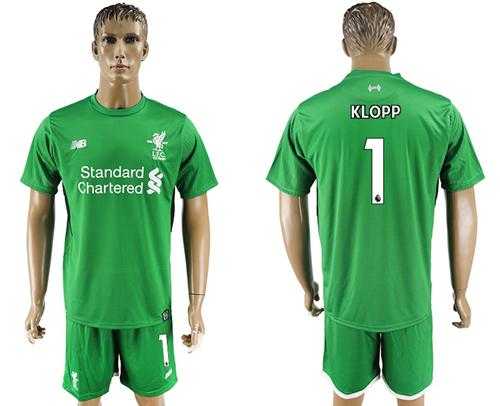 Liverpool #1 Klopp Green Goalkeeper Soccer Club Jersey