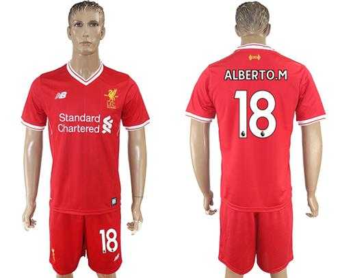Liverpool #18 Alberto.M Red Home Soccer Club Jersey
