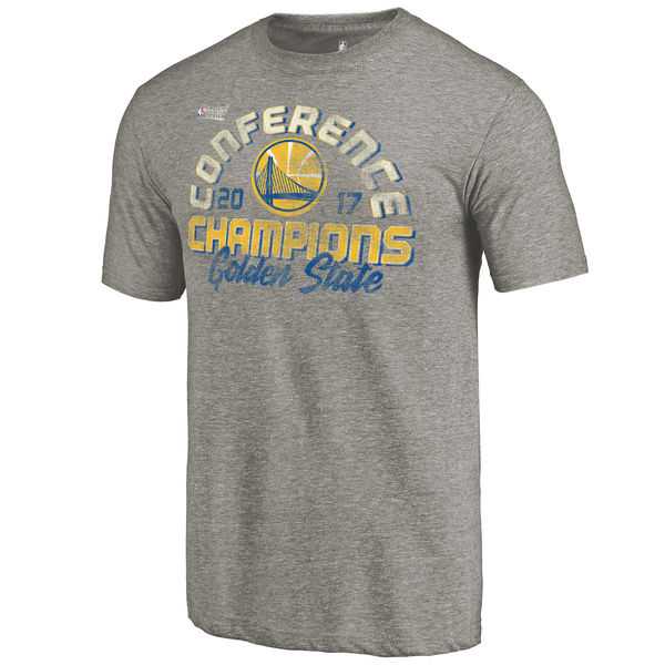 Men's Golden State Warriors Fanatics Branded Heather Gray 2017 Western Conference Champions Fade Away Tri Blend T-Shirt